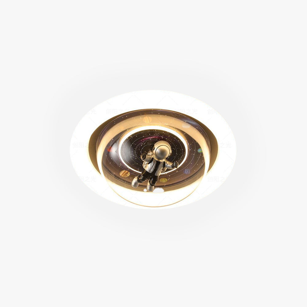 Aria Cosmic Astronaut & Galaxy Motif Flush Mount Ceiling Light - Lamp Copper