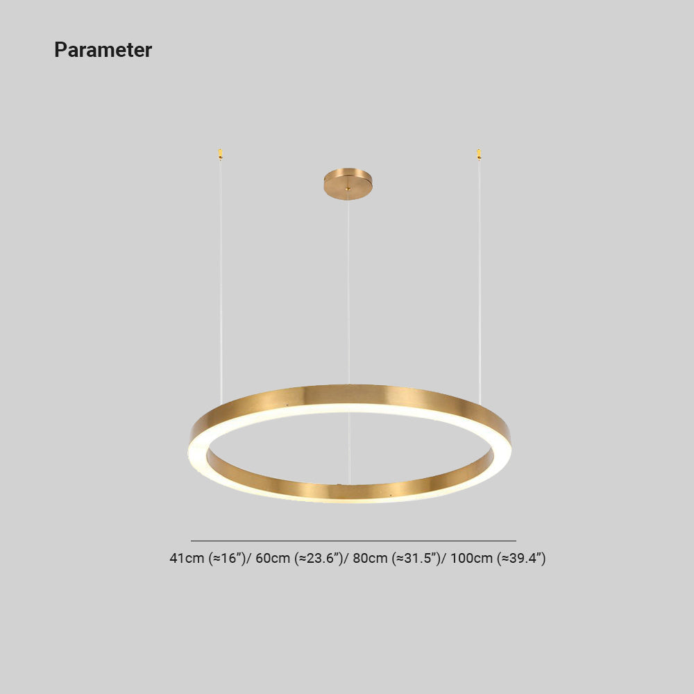 Arisha Modern Ring Metal Pendant Light, Gold - Lamp Copper