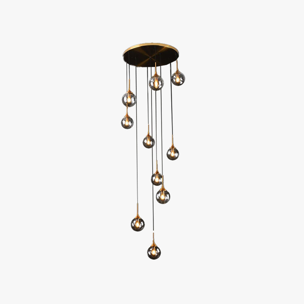 Valentina Modern Spiral Ball Glass Staircase Chandelier - Lamp Copper