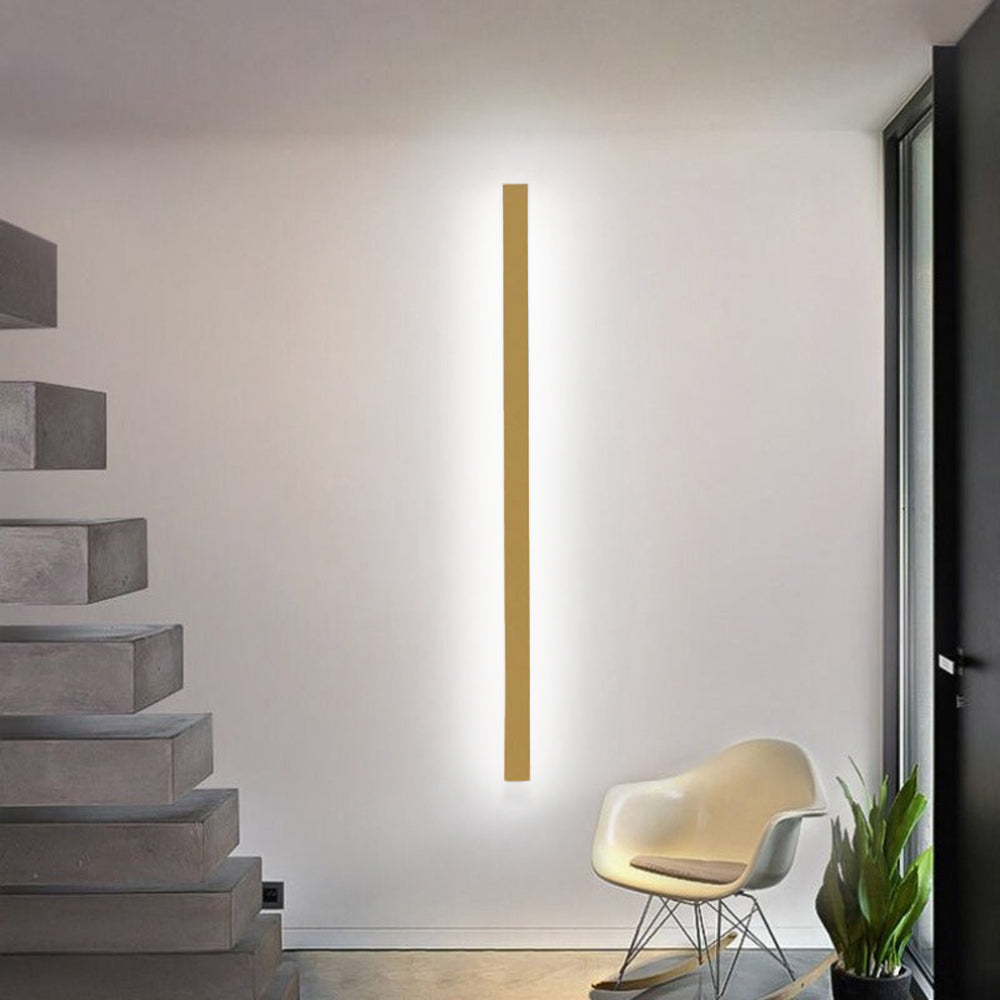 Gravo Minimalist Linear Metal/Acrylic Wall Lamp, Gold/Black/White - Lamp Copper