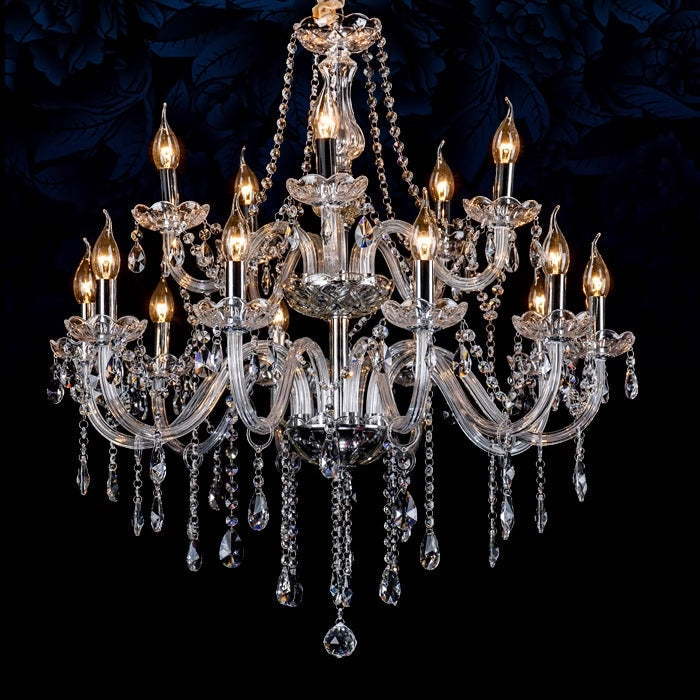 Silva Luxury Candlestick Clear Crystal Chandelier - Lamp Copper
