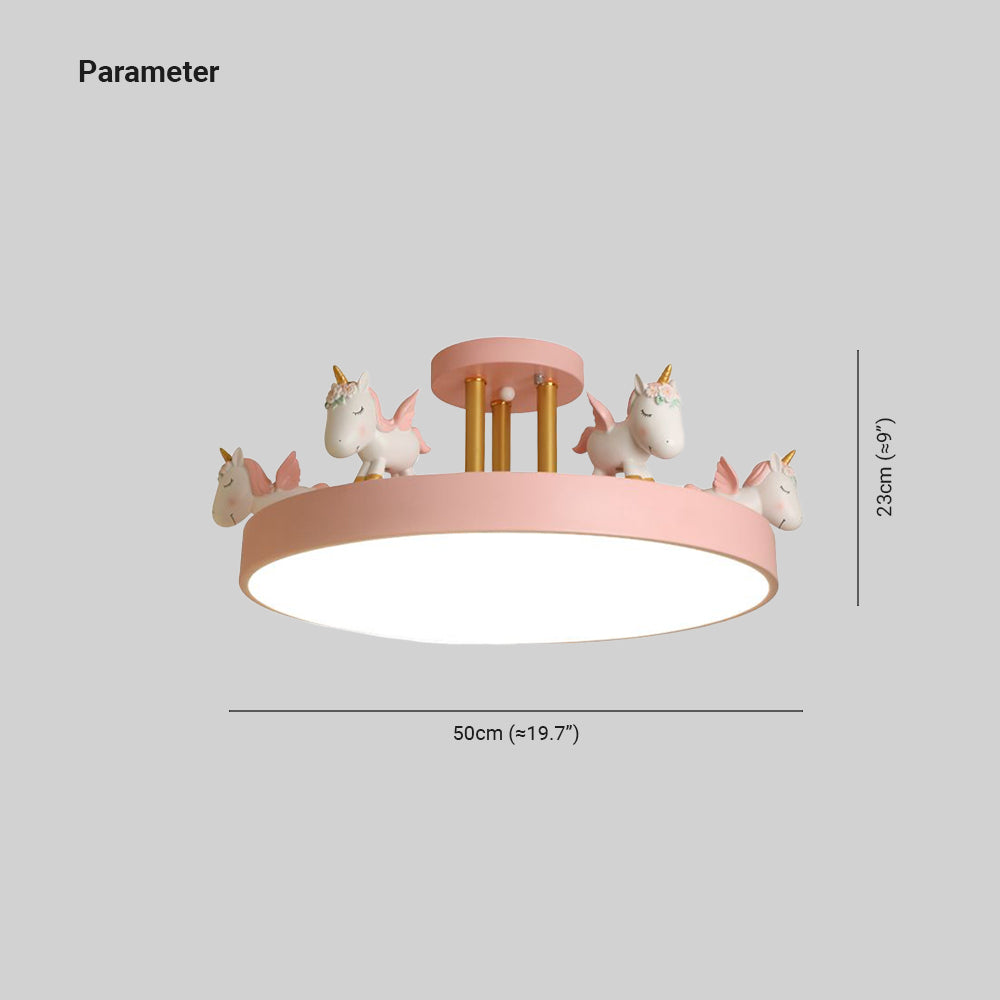 Arisha Modern Round Unicorn Semi-Flush Mount Ceiling Light - Lamp Copper