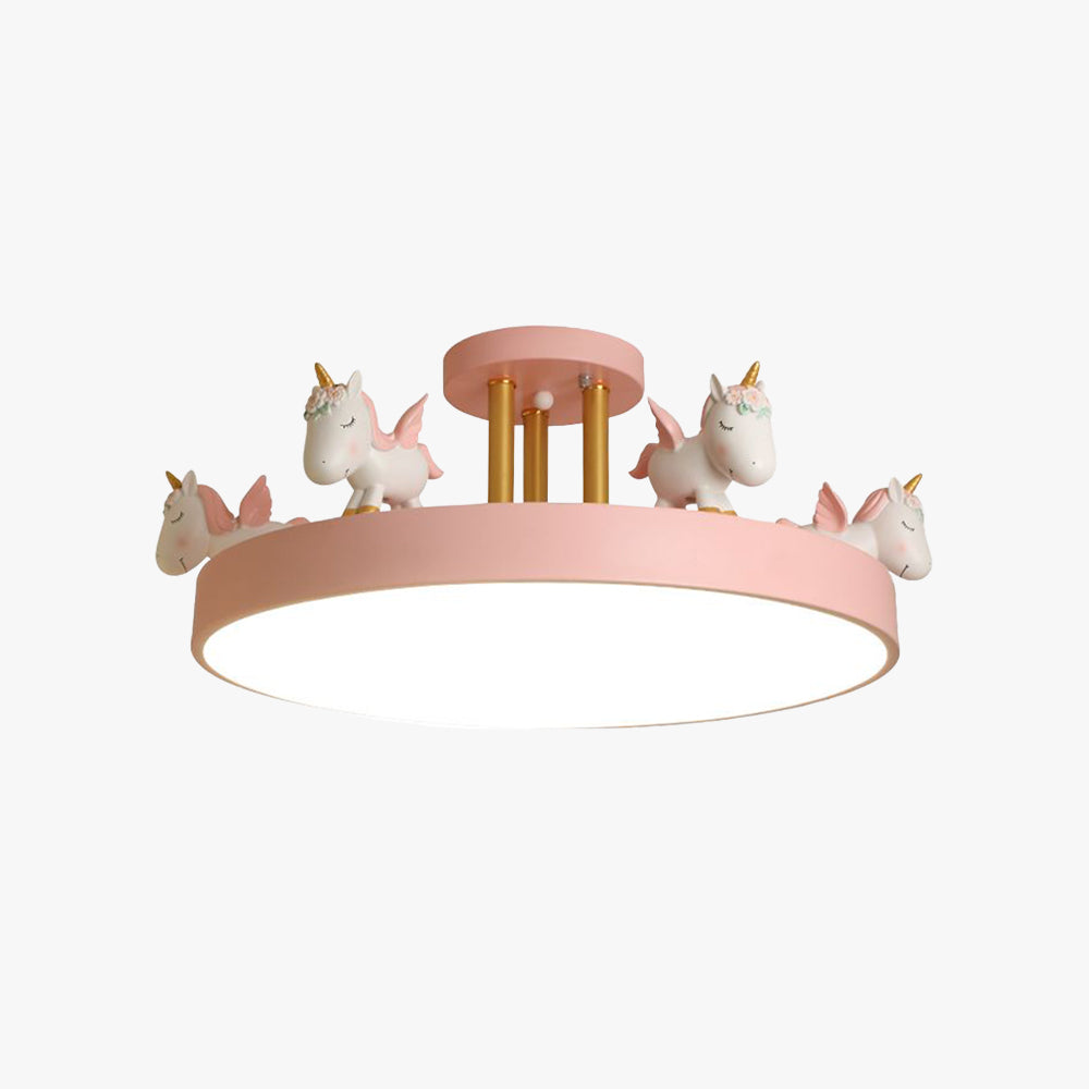 Arisha Modern Round Unicorn Semi-Flush Mount Ceiling Light - Lamp Copper