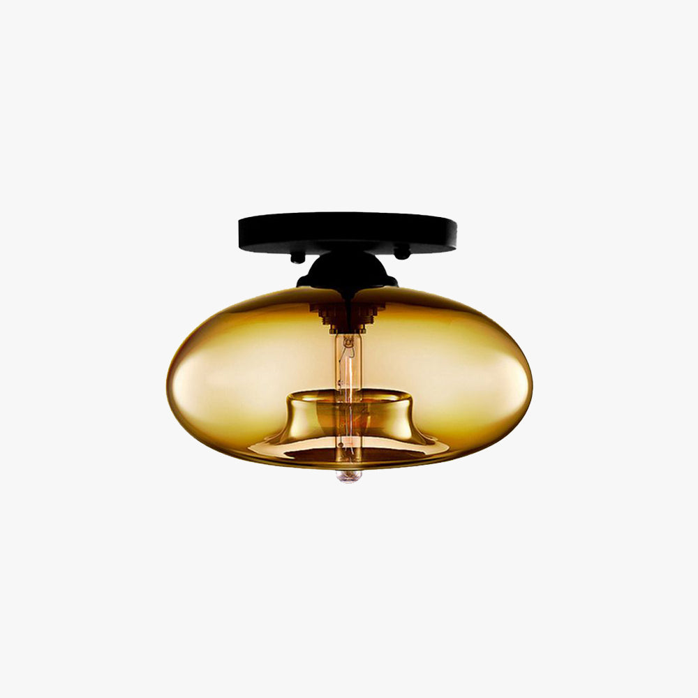 Valentina Industrial Art Deco Globe Flush Mount Ceiling Light Living Room - Lamp Copper