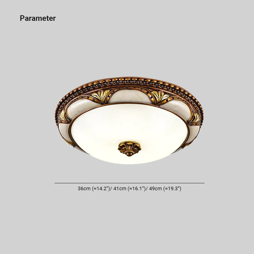 Epoch Floral Retro Antique Brass Flush Mount Ceiling Light - Lamp Copper