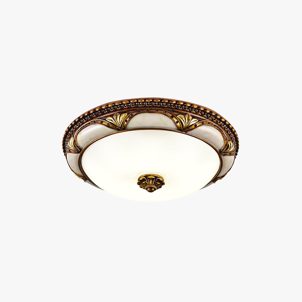 Epoch Floral Retro Antique Brass Flush Mount Ceiling Light - Lamp Copper