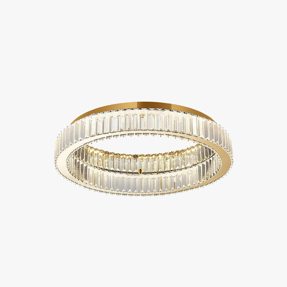 Kristy Modern Art Deco Circular Crystal Flush Mount Ceiling Light Gold - Lamp Copper