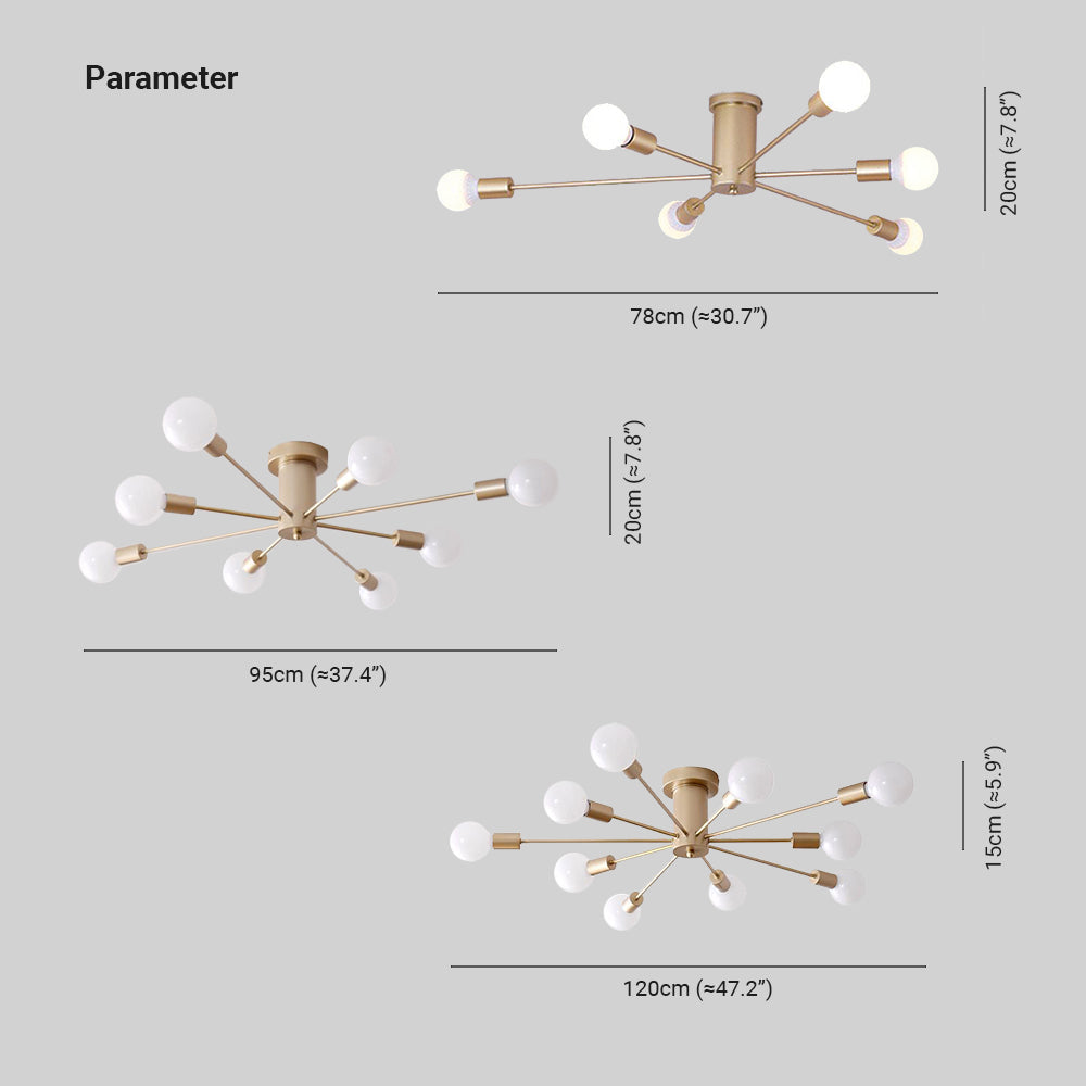 Valentina Modern Globe Bubble Flush Mount Ceiling Light - Lamp Copper