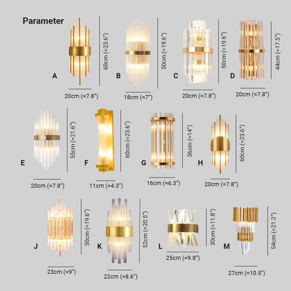 Kristy Luxury Gold Crystal Bedroom Bedside Wall Lamp - Lamp Copper