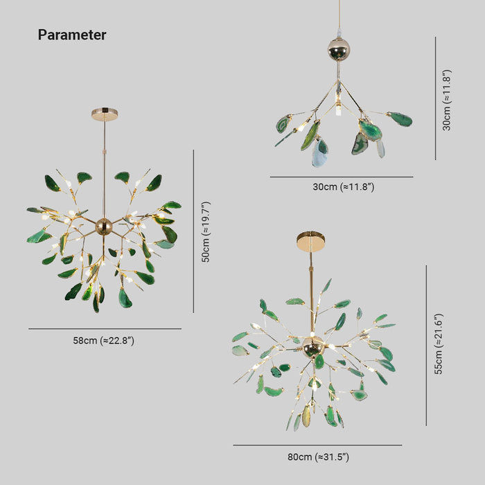 Aria Agate Creative Colourful Chandelier Bedroom/Living Room - Lamp Copper