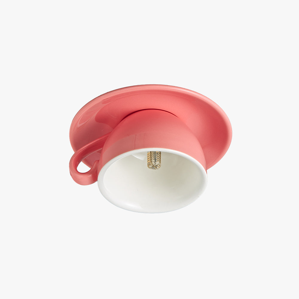 Aria Modern Coffee Cups Ceramic Flush Ceiling Lighting - Lamp Copper