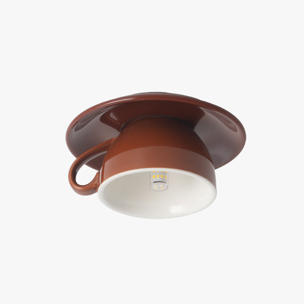 Aria Modern Coffee Cups Ceramic Flush Ceiling Lighting - Lamp Copper