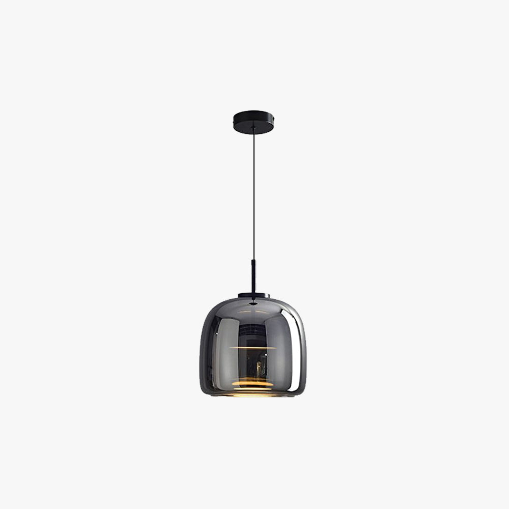 June Minimalist Pendant Light Glass Smoke Gray - Lamp Copper