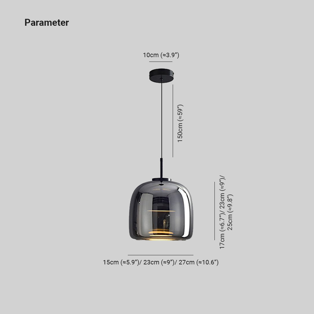 June Minimalist Pendant Light Glass Smoke Gray - Lamp Copper