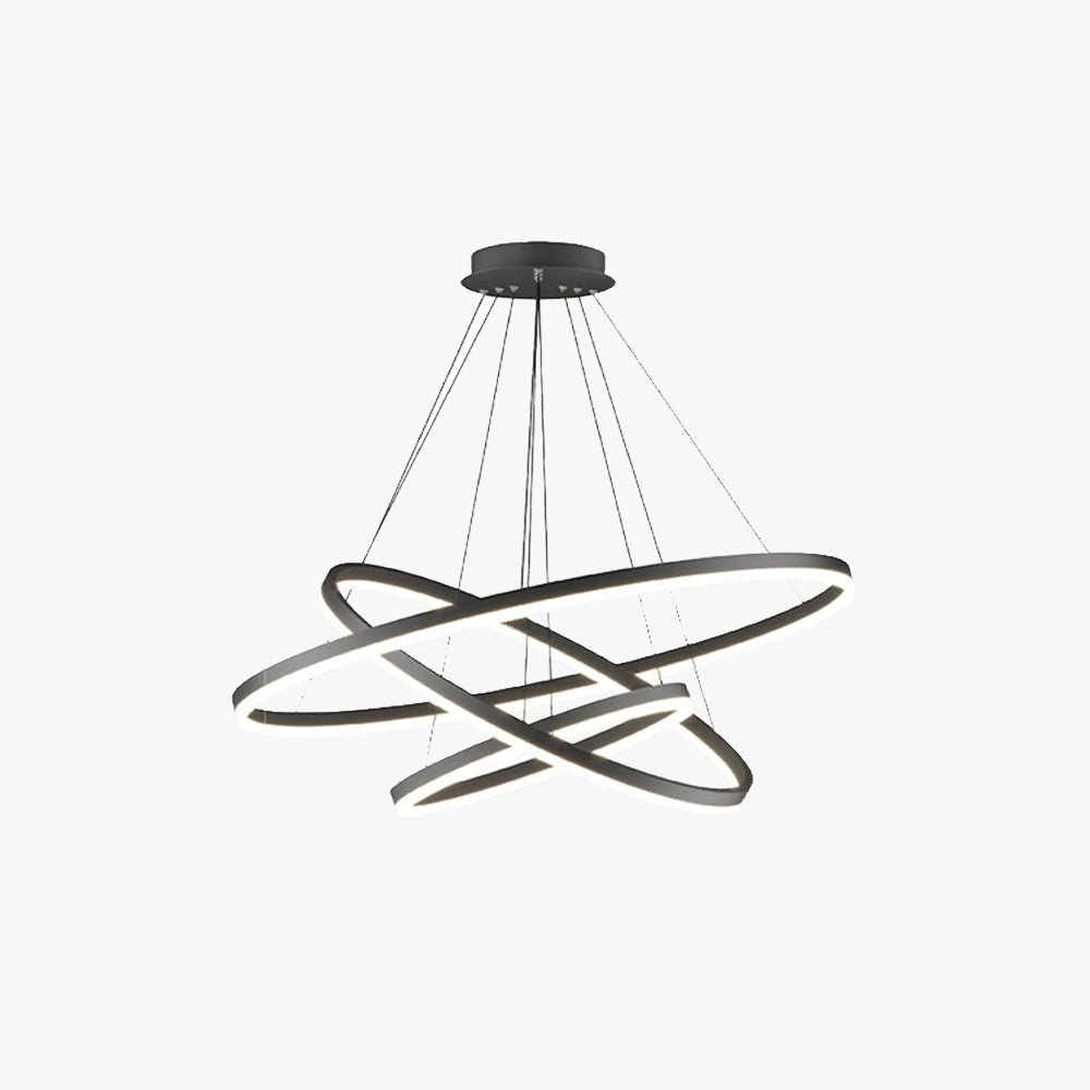 Arisha 3-Rings Black Black Modern Pendant Light - Lamp Copper