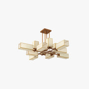 Arisha Pendant Light Square Retro, Metal/Fabric, Black/Gold, Living Room - Lamp Copper