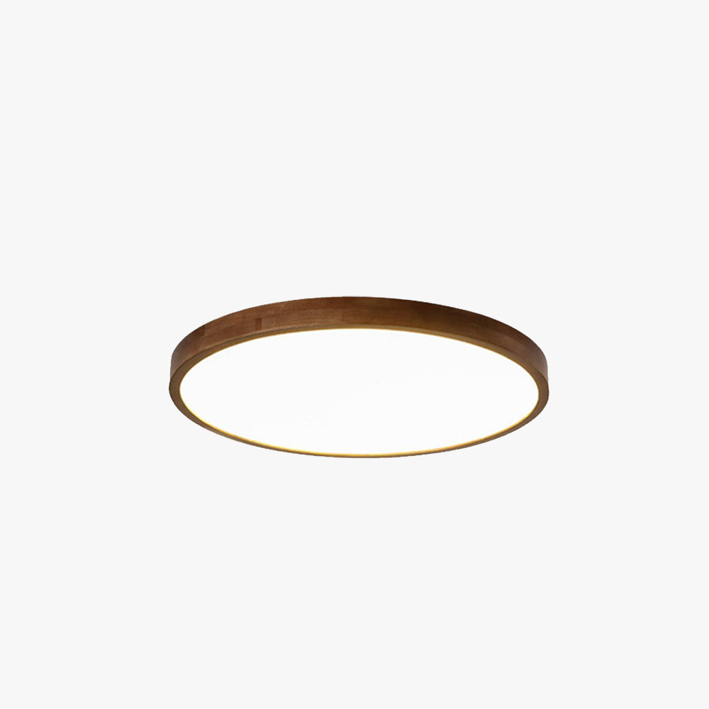 Muto Modern Geometric Walnut LED Flush Mount Ceiling Light - Lamp Copper