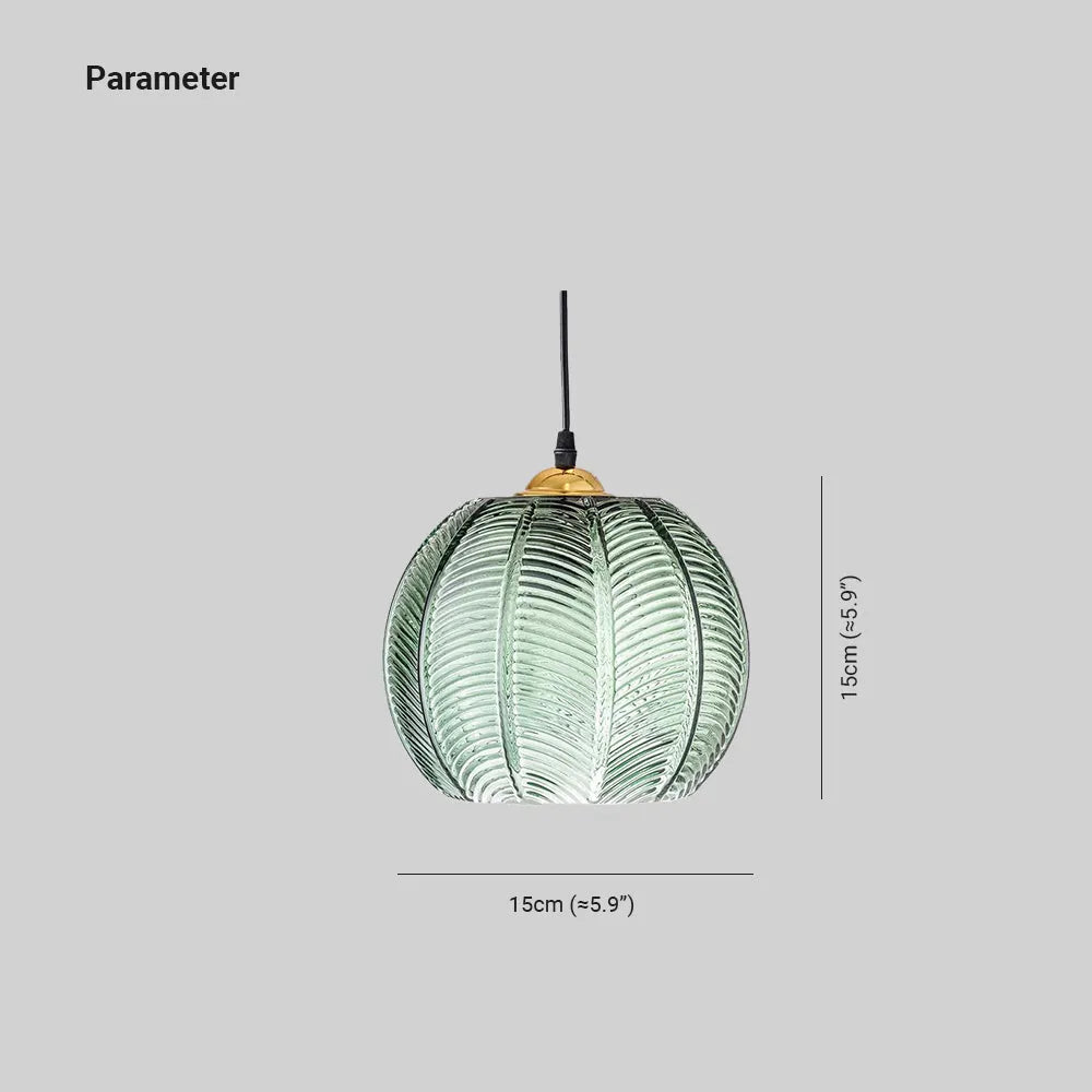 Aira Green Nordic Artistic Ribbed Glass Pendant Light - Lamp Copper