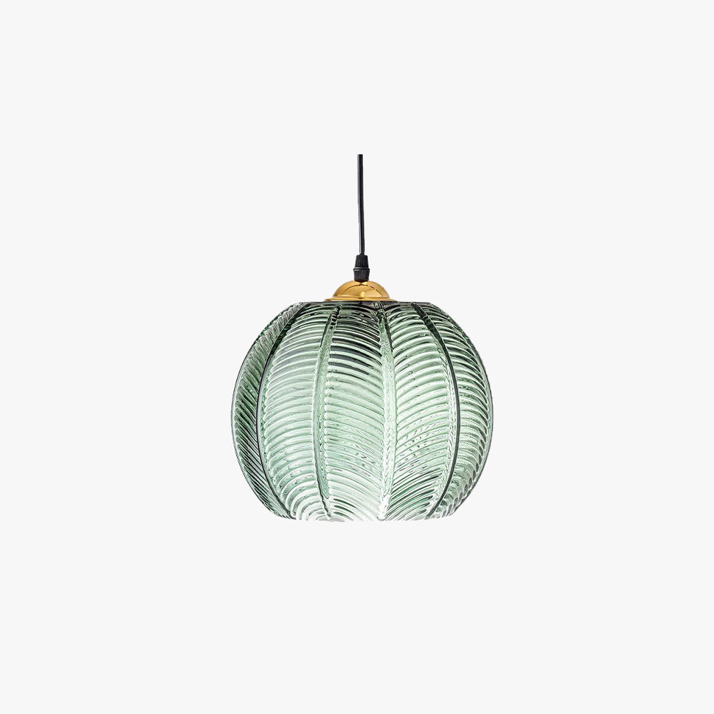 Aira Green Nordic Artistic Ribbed Glass Pendant Light - Lamp Copper