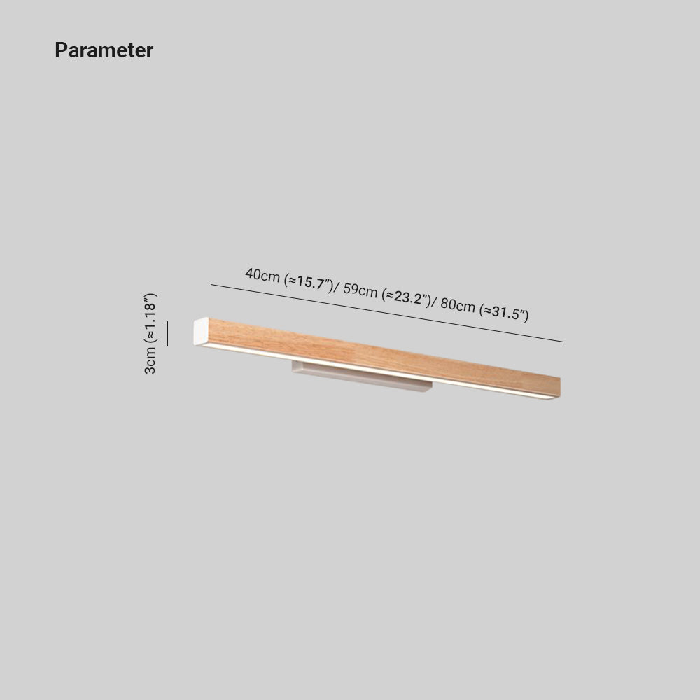 Muto Minimalist Linear Wood Vanity Wall Lamp, Bathroom - Lamp Copper