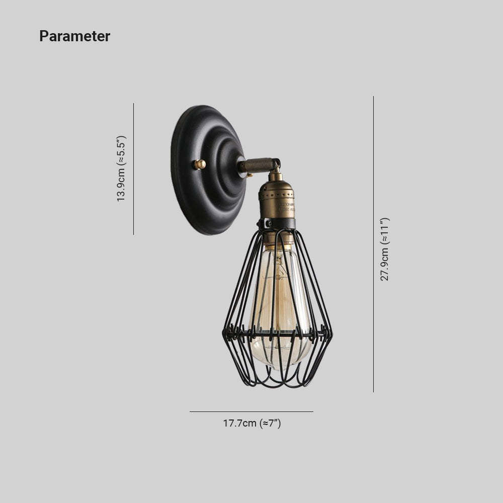 Alessio Industrial Lantern Shaped Metal Wall Lamp, Black/Rust - Lamp Copper