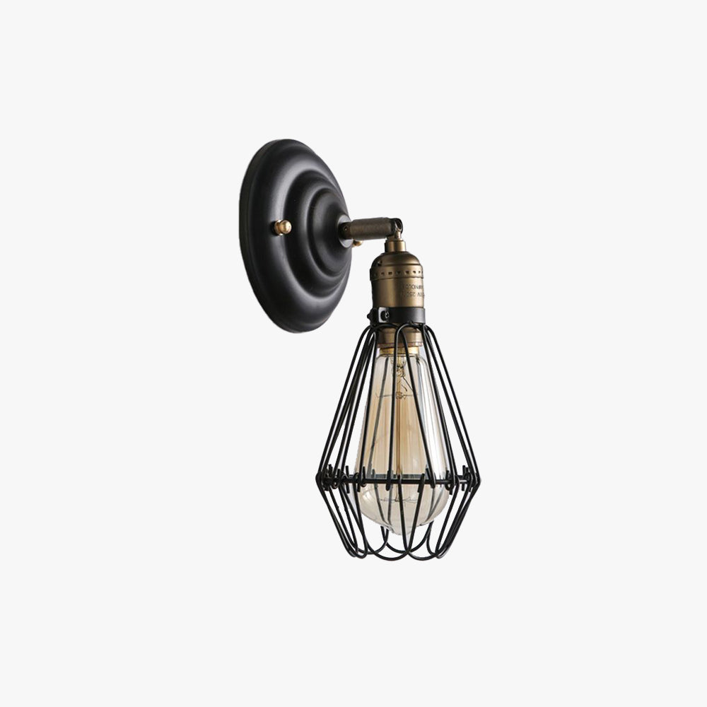 Alessio Industrial Lantern Shaped Metal Wall Lamp, Black/Rust - Lamp Copper