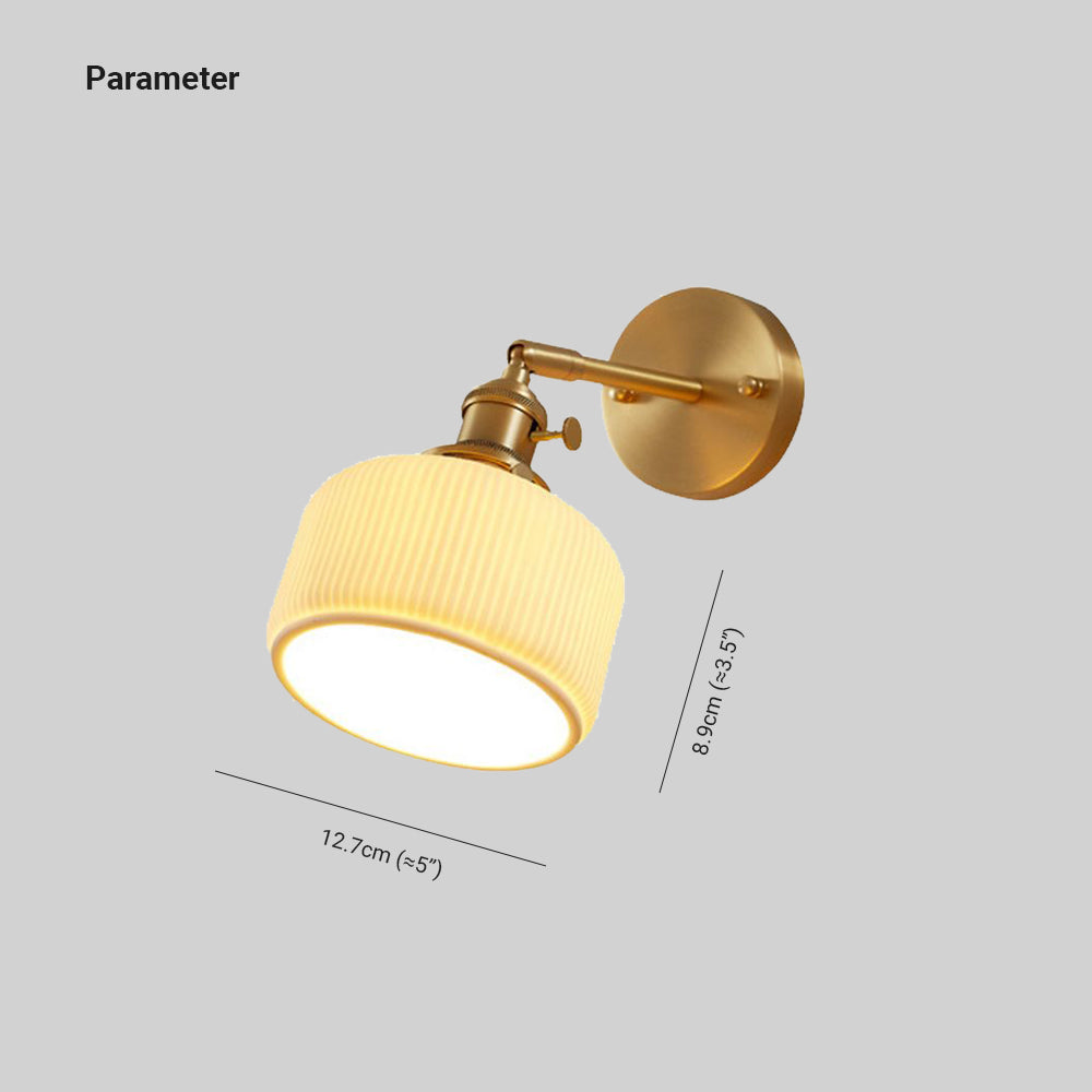 Arisha Vintage Column Ceramic Vanity Light, White, Bedroom - Lamp Copper