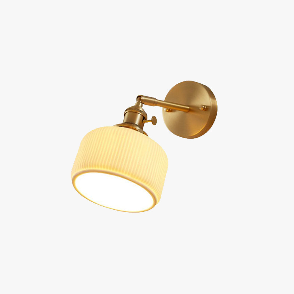 Arisha Vintage Column Ceramic Vanity Light, White, Bedroom - Lamp Copper