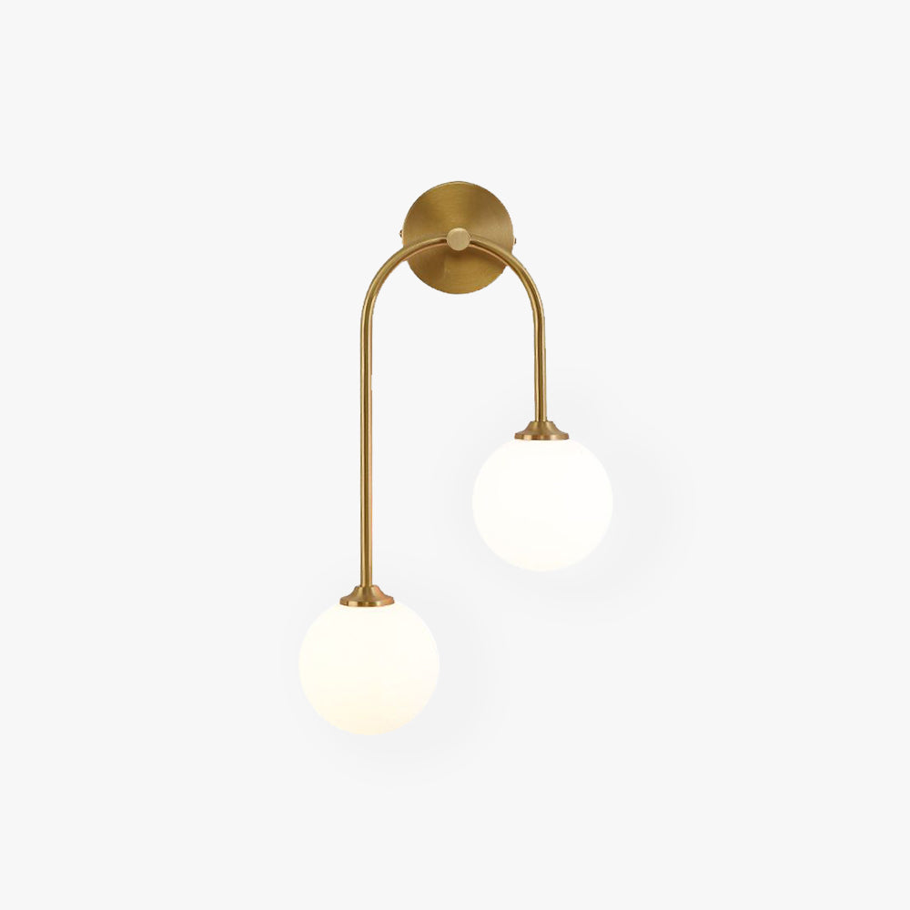 Valentina Modern Arc Globe Glass Wall Lamp, Brass, Living Room - Lamp Copper