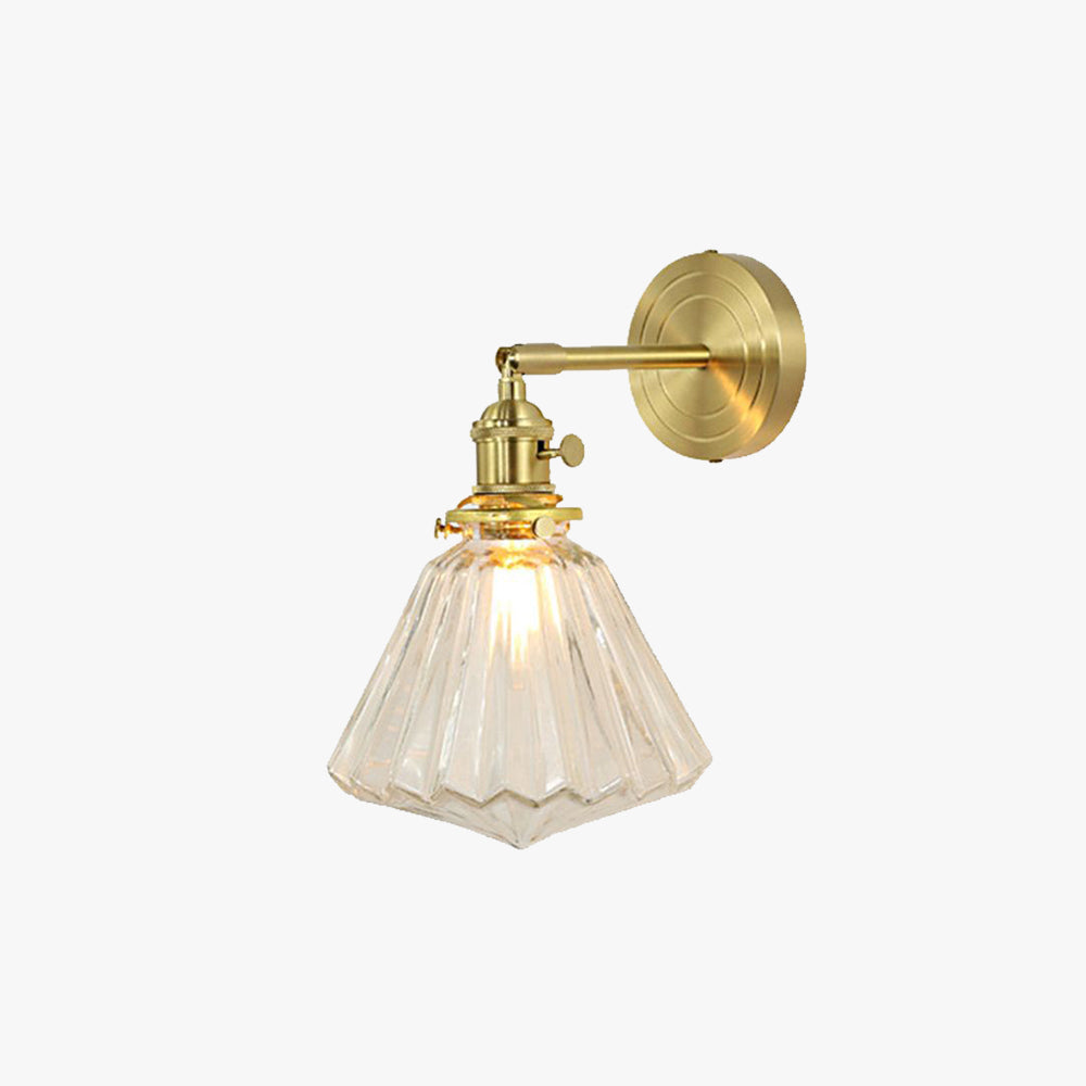 Valentina Luxury Globe/Flower Glass Vanity Wall Lamp, Gold, Bedroom - Lamp Copper