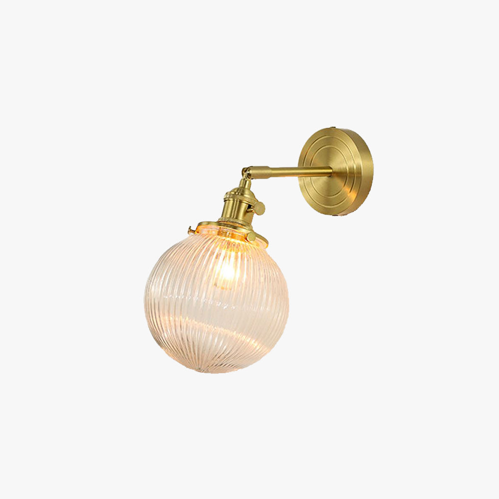 Valentina Luxury Globe/Flower Glass Vanity Wall Lamp, Gold, Bedroom - Lamp Copper