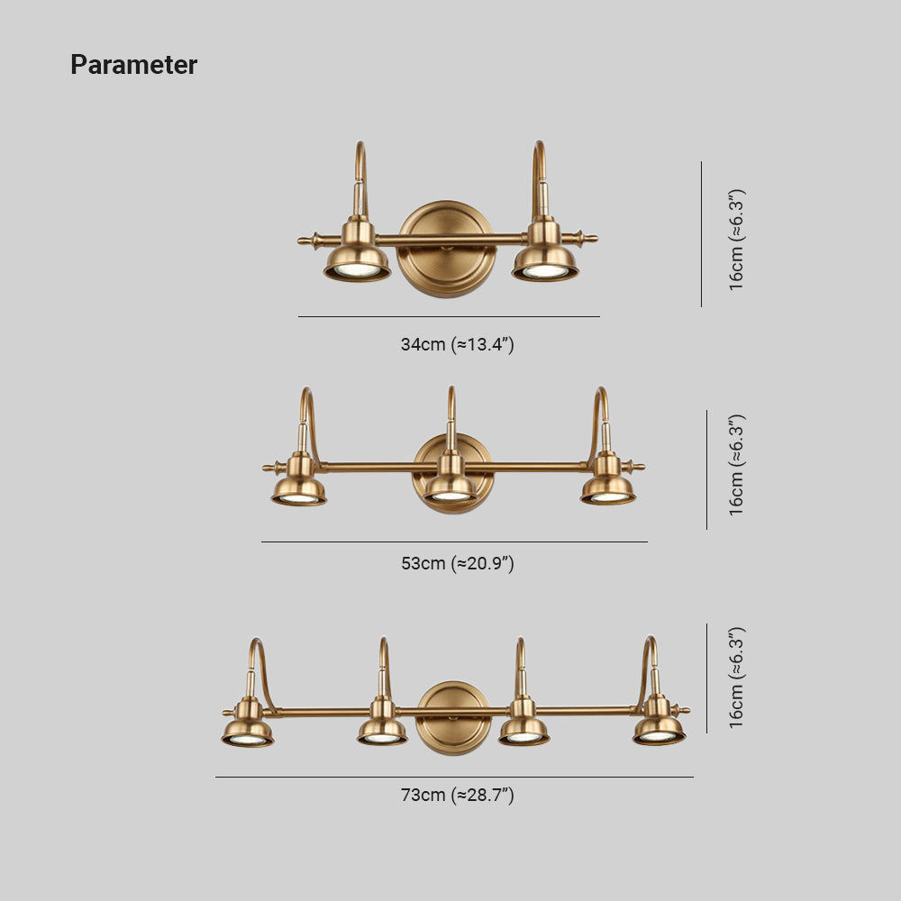 Tiffany Vintage Round Arc Vanity Wall Lamp, Gold, Bedroom - Lamp Copper