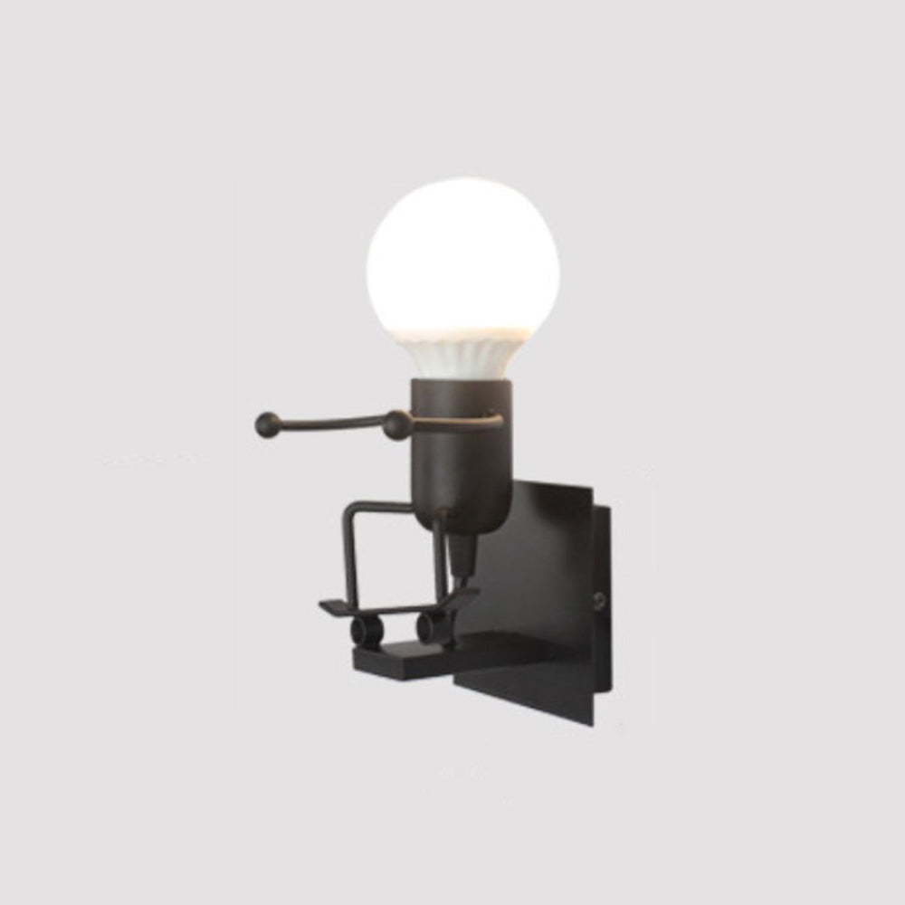 Arisha Modern Decorative Man Metal Wall Lamp, White/Black - Lamp Copper