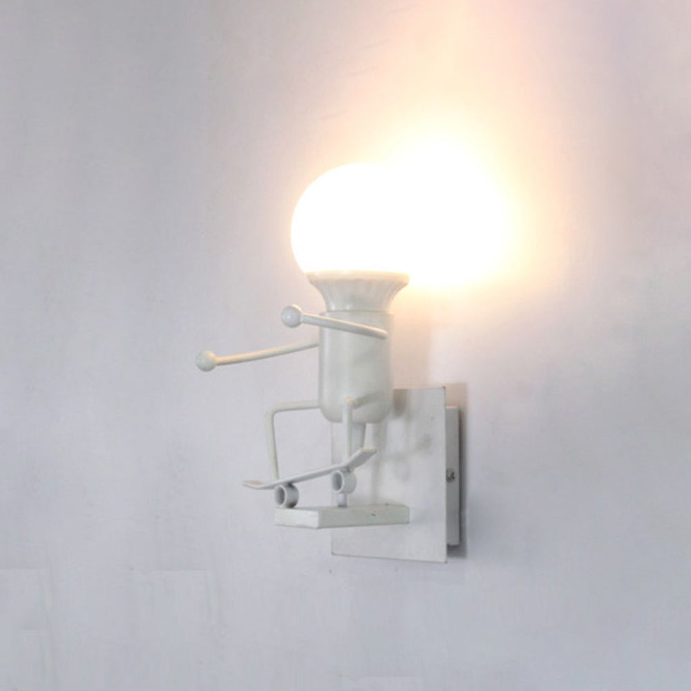 Arisha Modern Decorative Man Metal Wall Lamp, White/Black - Lamp Copper
