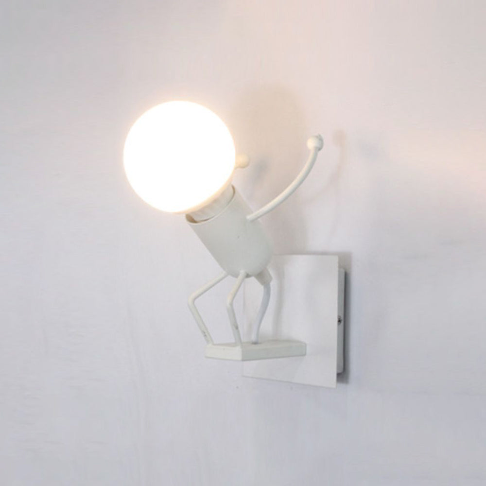 Arisha Modern Decorative Man Metal Wall Lamp, White/Black - Lamp Copper