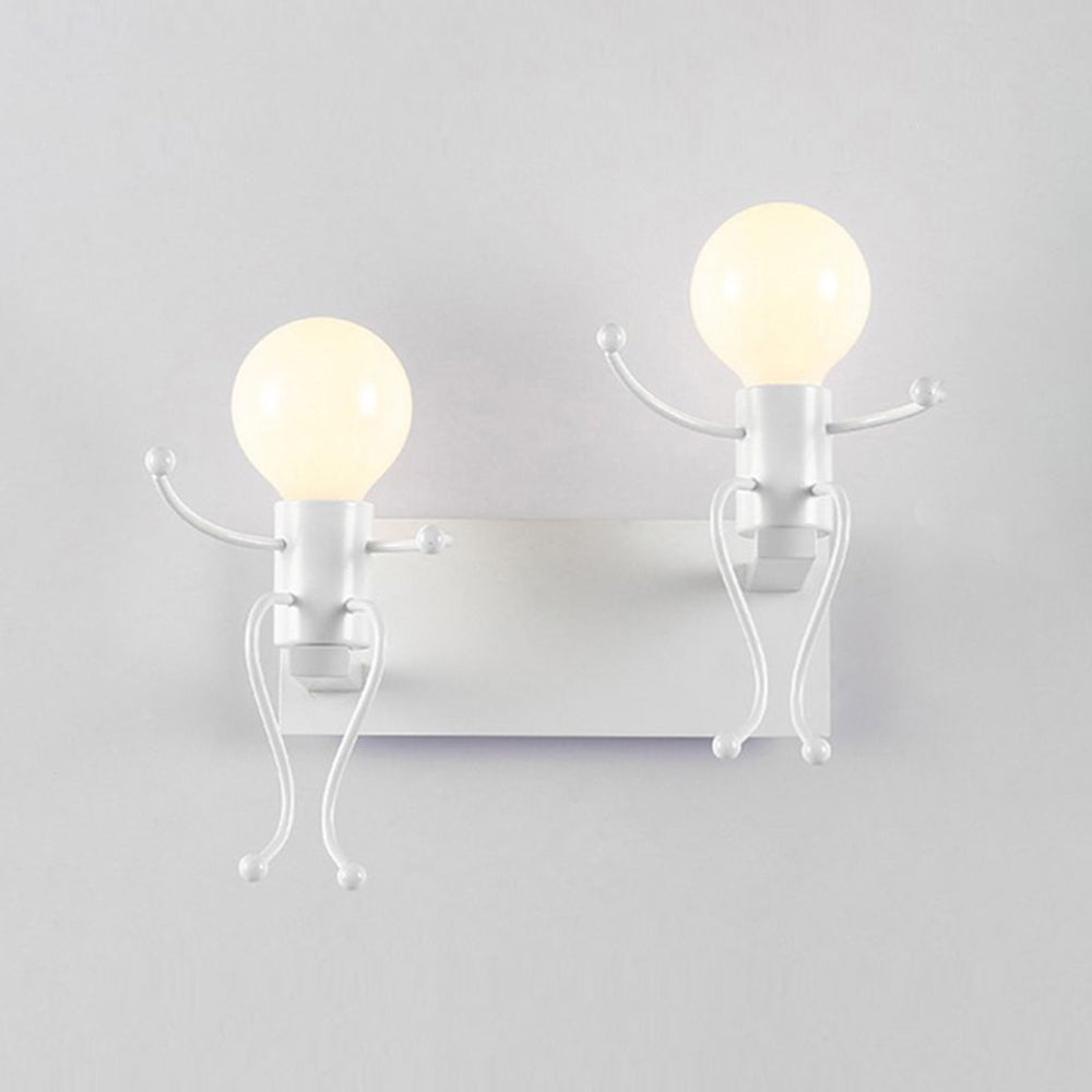Arisha Modern Decorative Man Metal Wall Lamp, White/Black - Lamp Copper