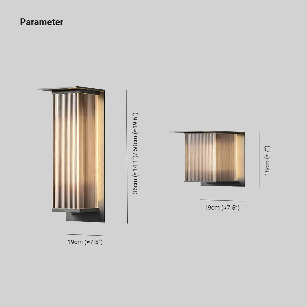 Ray Modern Rectangular Metal Outdoor Wall Lamp, Black - Lamp Copper