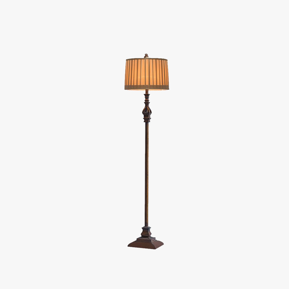 Eryn Vintage Resin/Fabric Standing Floor Lamp, Brown - Lamp Copper