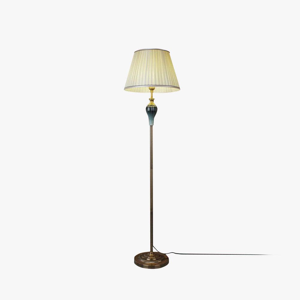 Eryn Antique Floor Lamp, Multi Colors, Metal/Fabric, Bedroom - Lamp Copper
