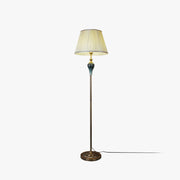 Eryn Antique Floor Lamp, Multi Colors, Metal/Fabric, Bedroom - Lamp Copper