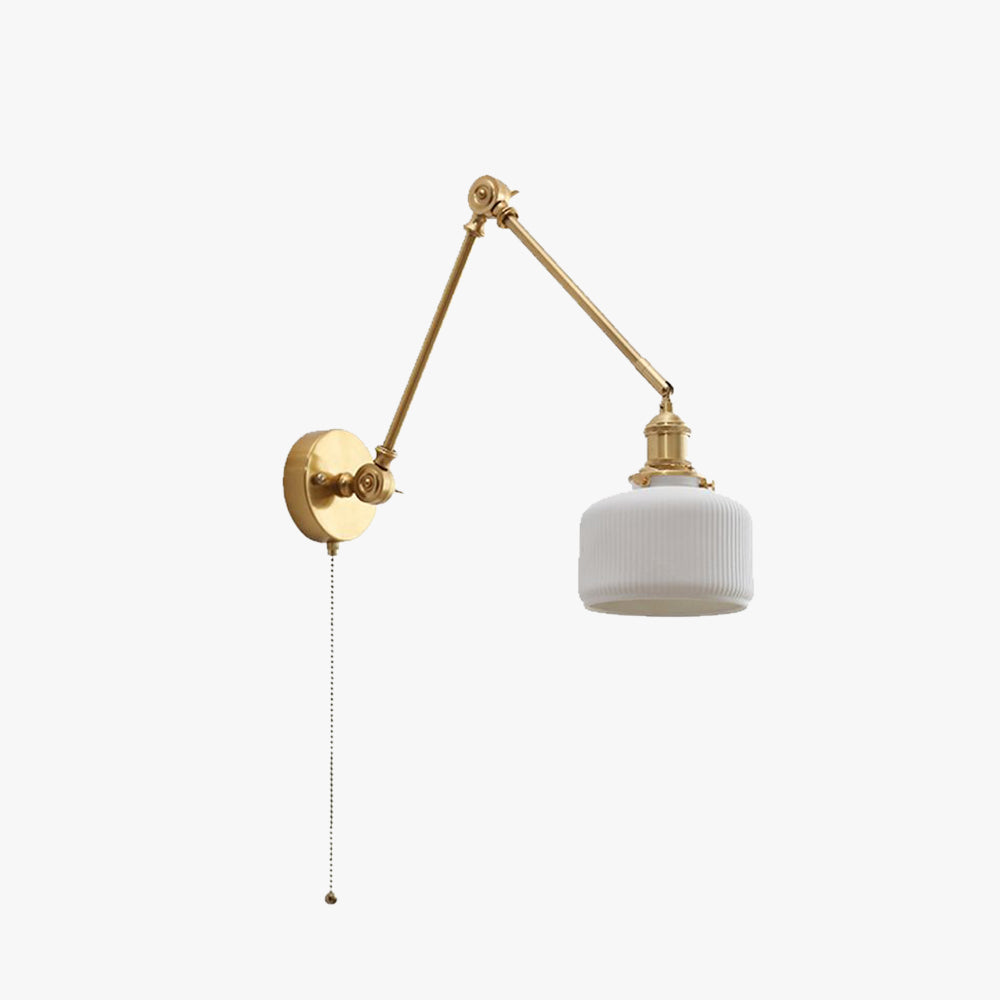 Arisha Wall Lamp Modern Drum Ceramics Metal Adjustable, White - Lamp Copper