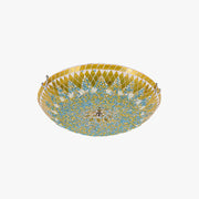 Tiffany Modern Mediterranean Glass Flush Mount Ceiling Light Blue/Yellow/White - Lamp Copper