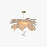 O'Moore Ostrich Contemporary Elegant Feather Chandelier, White - Lamp Copper