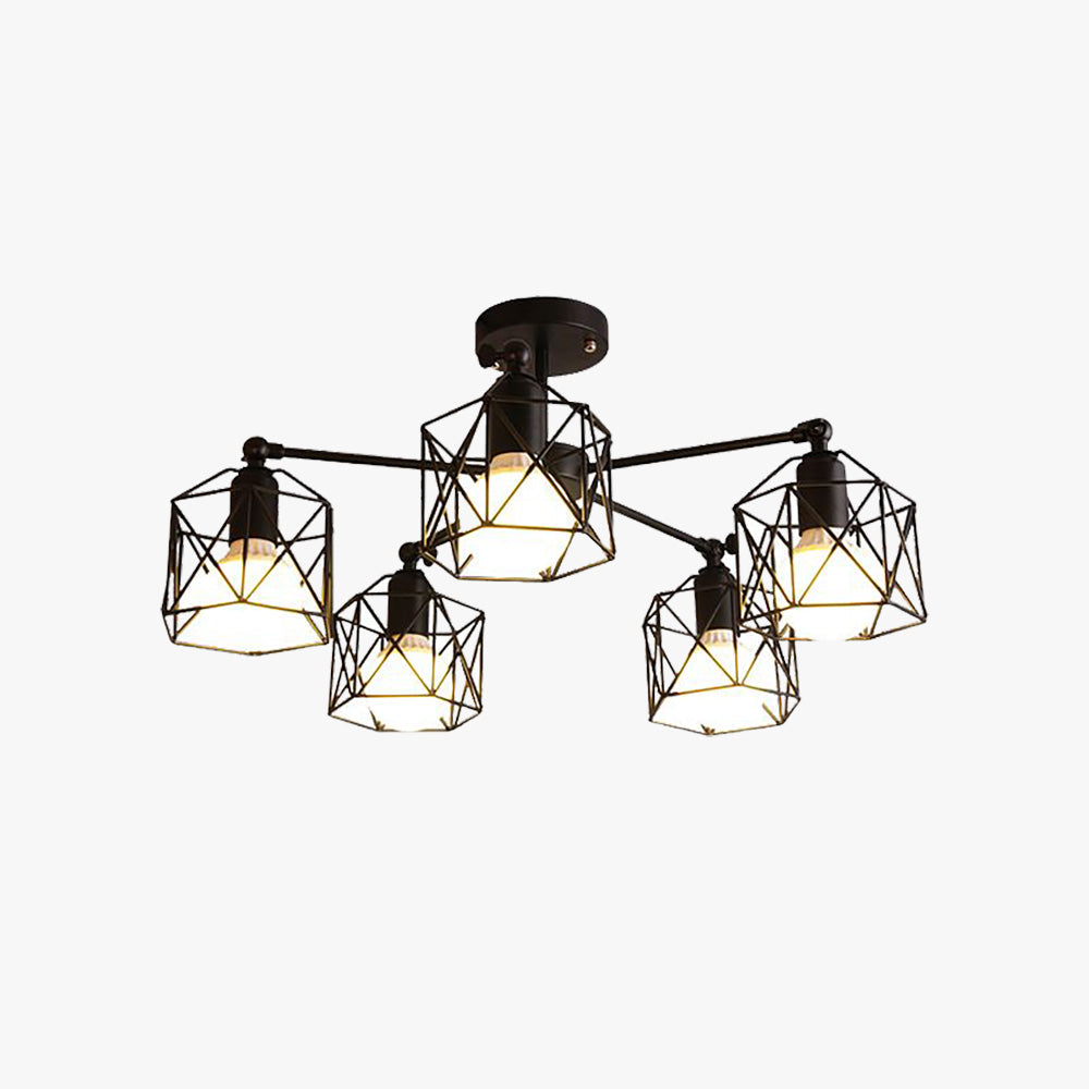 Arisha Black Semi-Flush Mount Ceiling Light - Lamp Copper