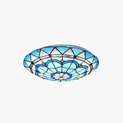Tiffany Flush Mount Glass Colorful Ceiling Light, Bedroom - Lamp Copper
