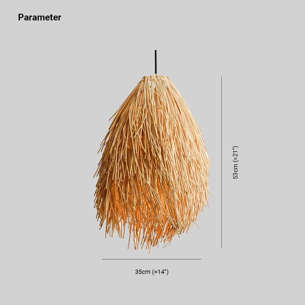 Muto Designer Handmade Weave Pendant Light, Rattan - Lamp Copper