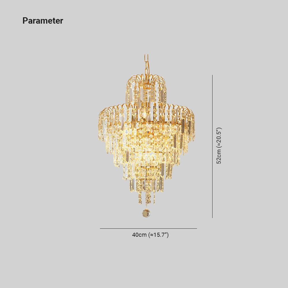 Kristy Luxury 5 Layers Tassel Crystal Gold Chandelier - Lamp Copper