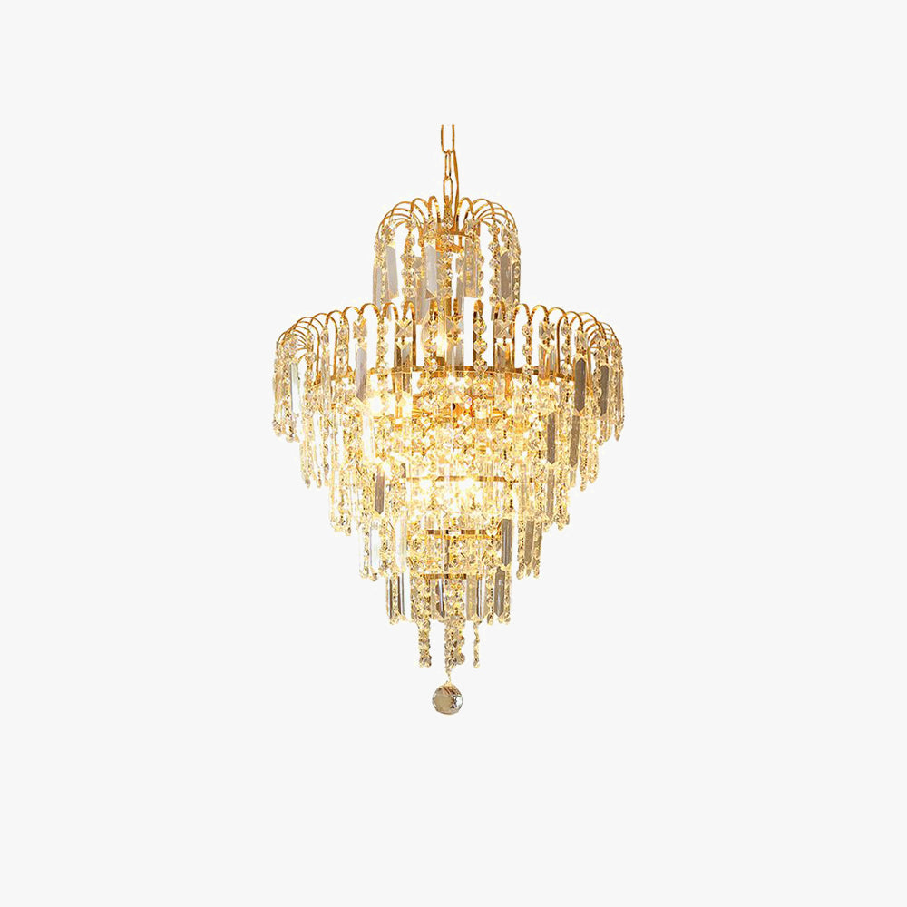 Kristy Luxury 5 Layers Tassel Crystal Gold Chandelier - Lamp Copper