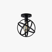 Arisha Retro Globe Lantern Metal Flush Mount Ceiling Light, Balck - Lamp Copper