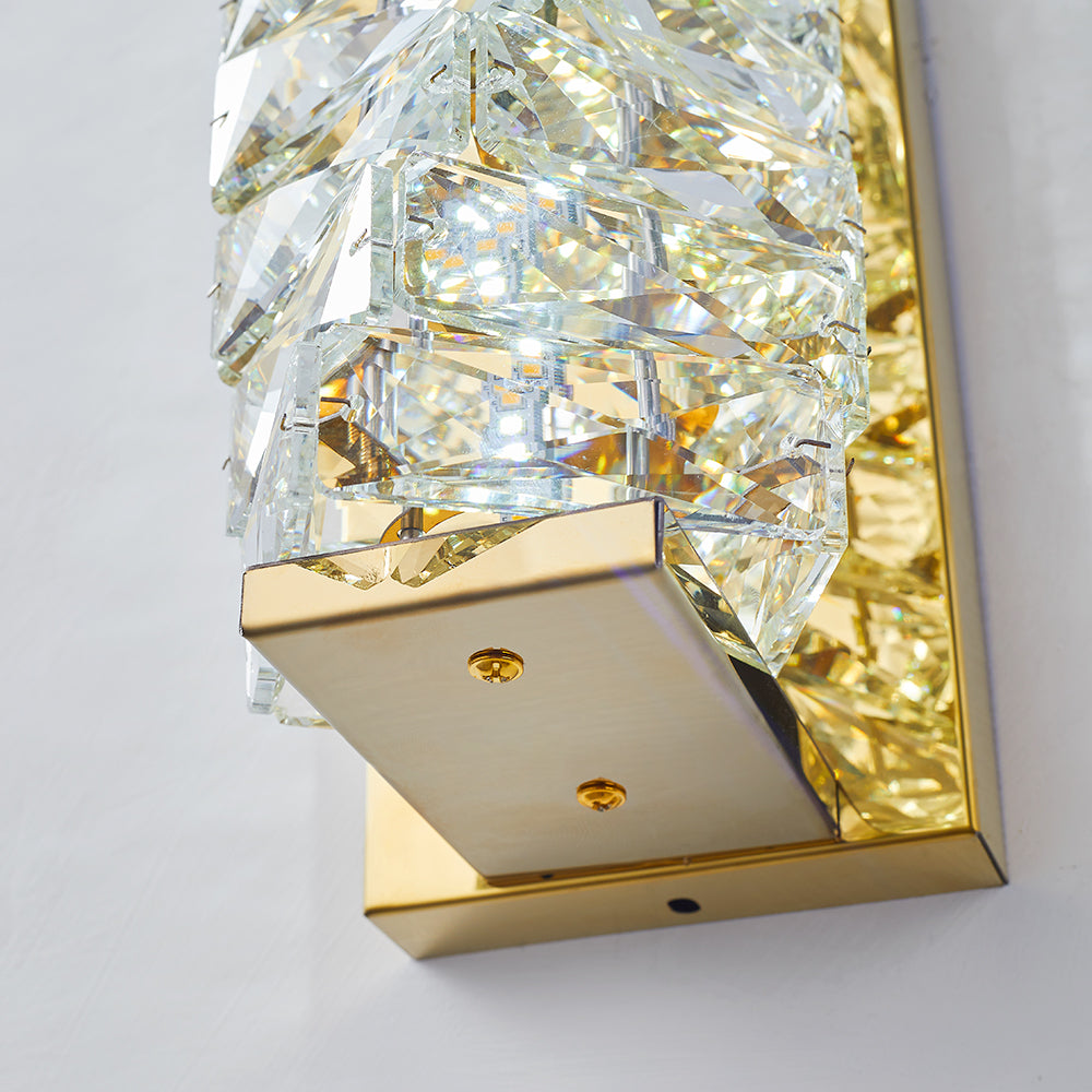 Kristy Modern Rectangular Vanity Metal Crystal LED Wall Lamp - Lamp Copper